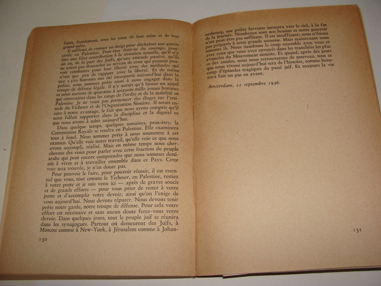 Book Jewish Judaica 1946 Palestine Israel CHAIM WEIZMANN French Zionism