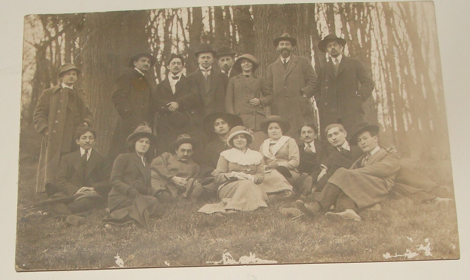 Photo Jewish Judaica 1910s Poland Warsaw Jews NAMES AT THE BACK