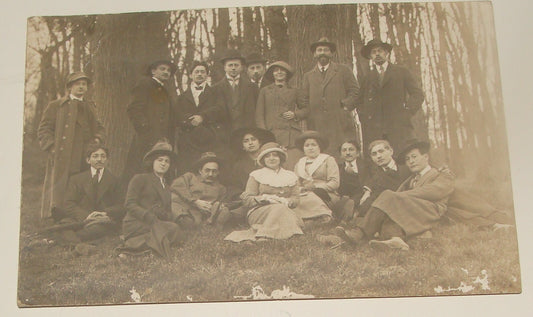 Photo Jewish Judaica 1910s Poland Warsaw Jews NAMES AT THE BACK