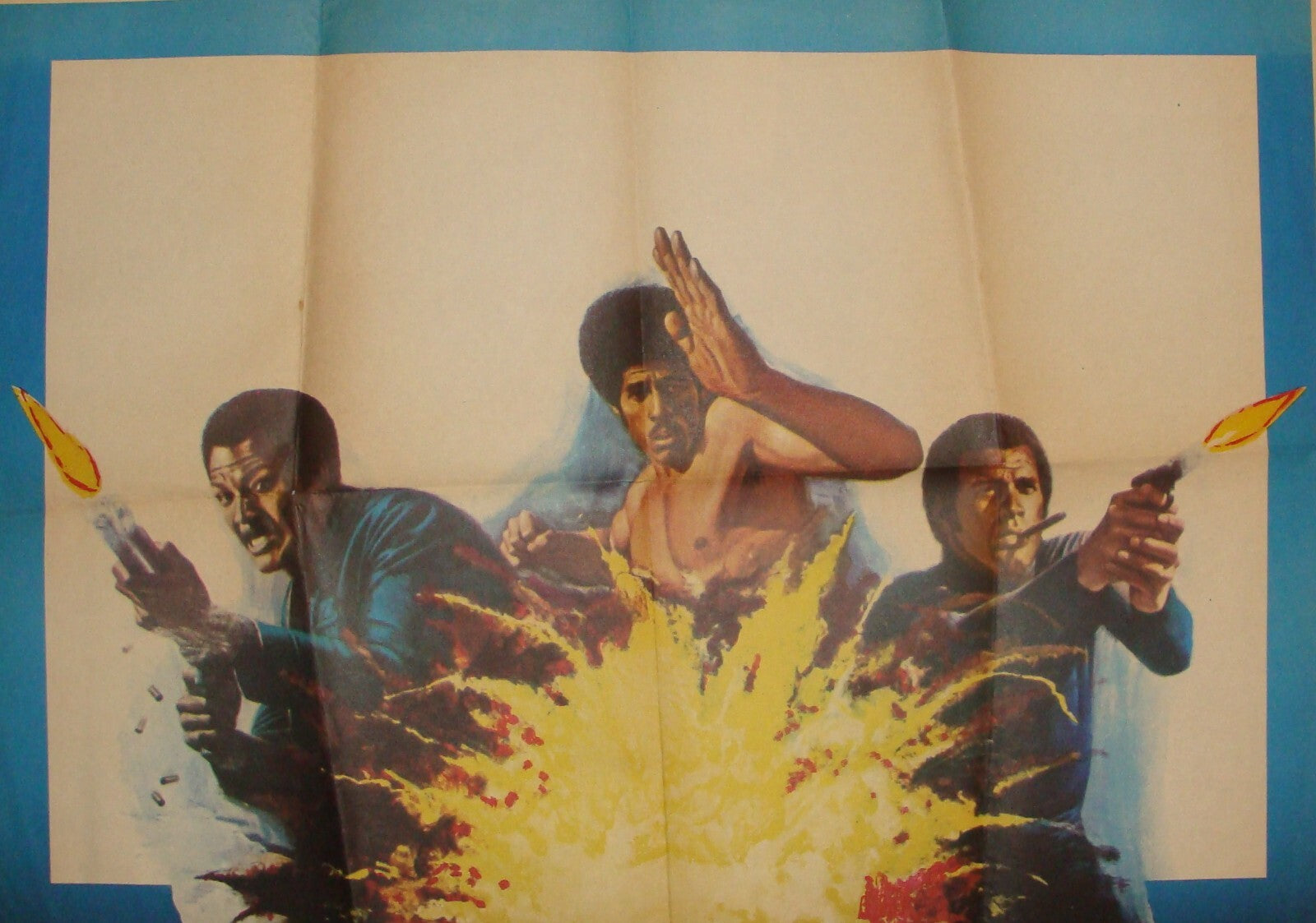 POSTER Israel RARE ORIGINAL 1970s THREE THE HARD WAY MOVIE BLAXPLOITATION