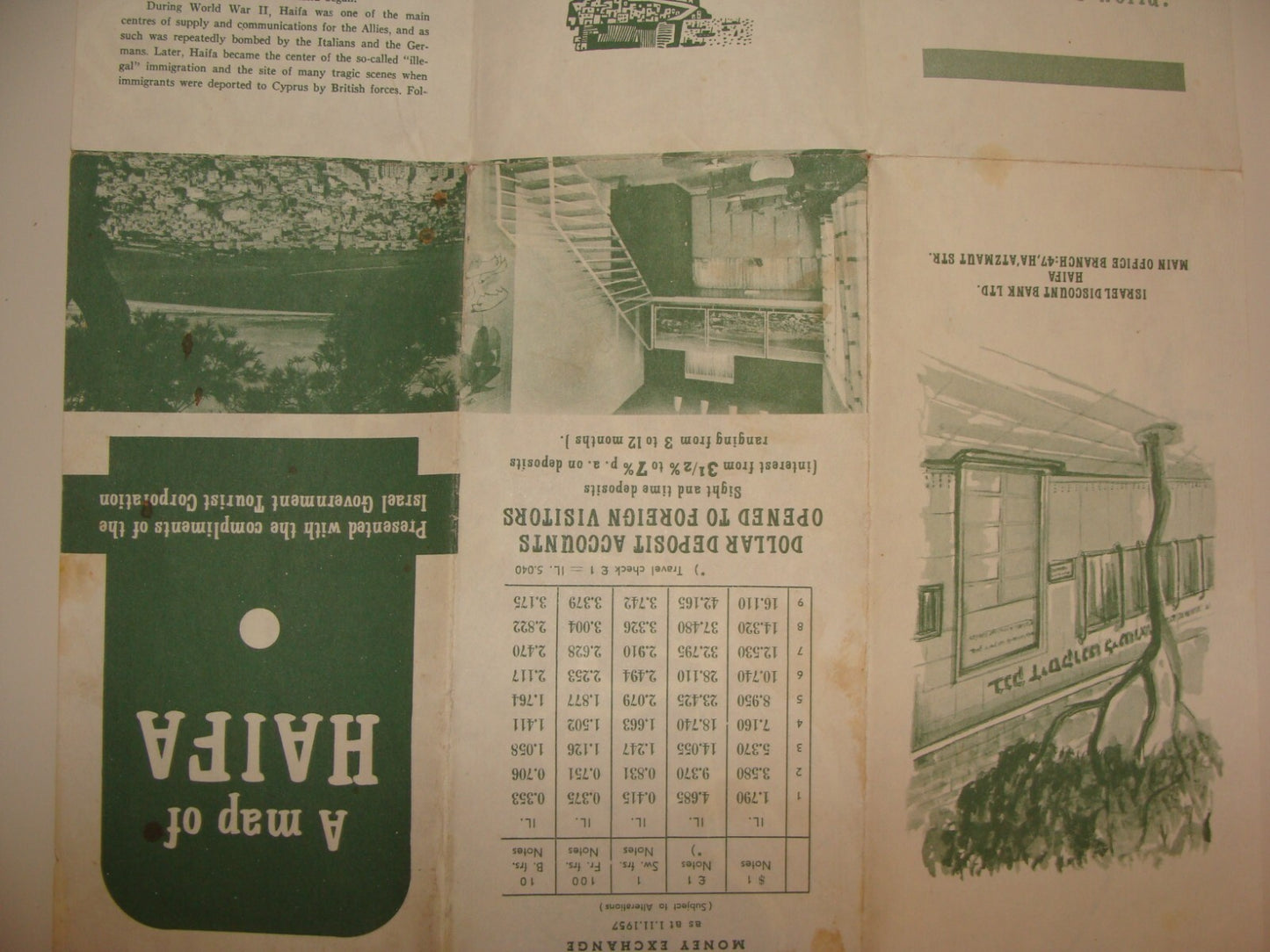 Map Jewish Judaica 1957 Israel Israeli HAIFA Tour Guide English