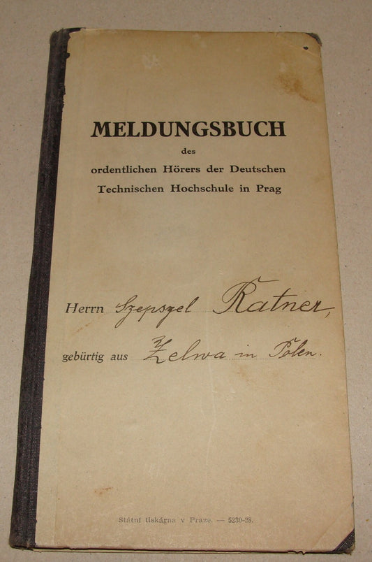 Germany 1930 German   Czech Prague Technical School Certificate Jewish Student