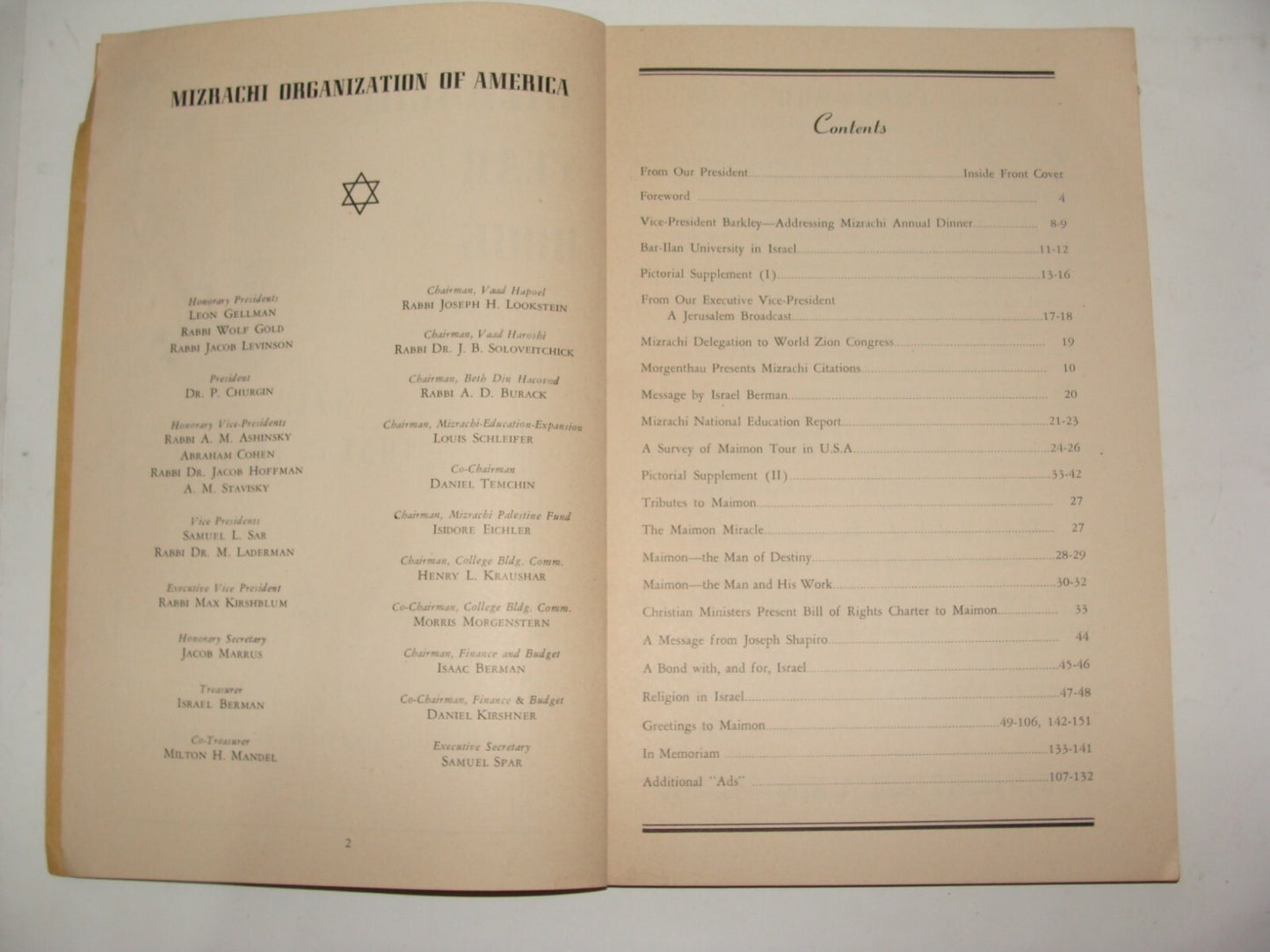 Book Jewish Judaica 1952 Rabbi Religious Zionist Movement Mizrachi Year America