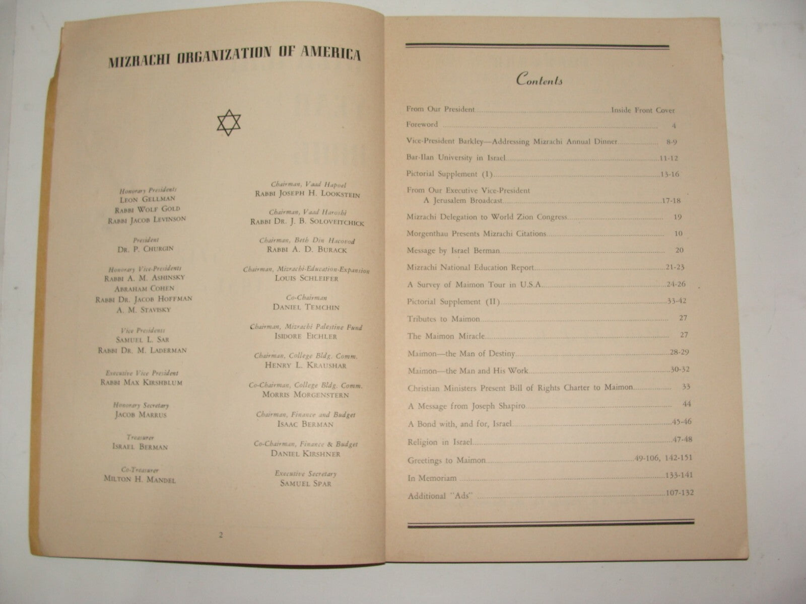 Book Jewish Judaica 1952 Rabbi Religious Zionist Movement Mizrachi Year America