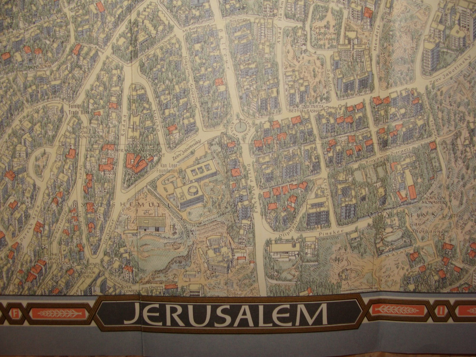 RARE Israel JERUSALEM Map 1969 Guide POST SIX DAY WAR Wim Van Leer BOLLMANN