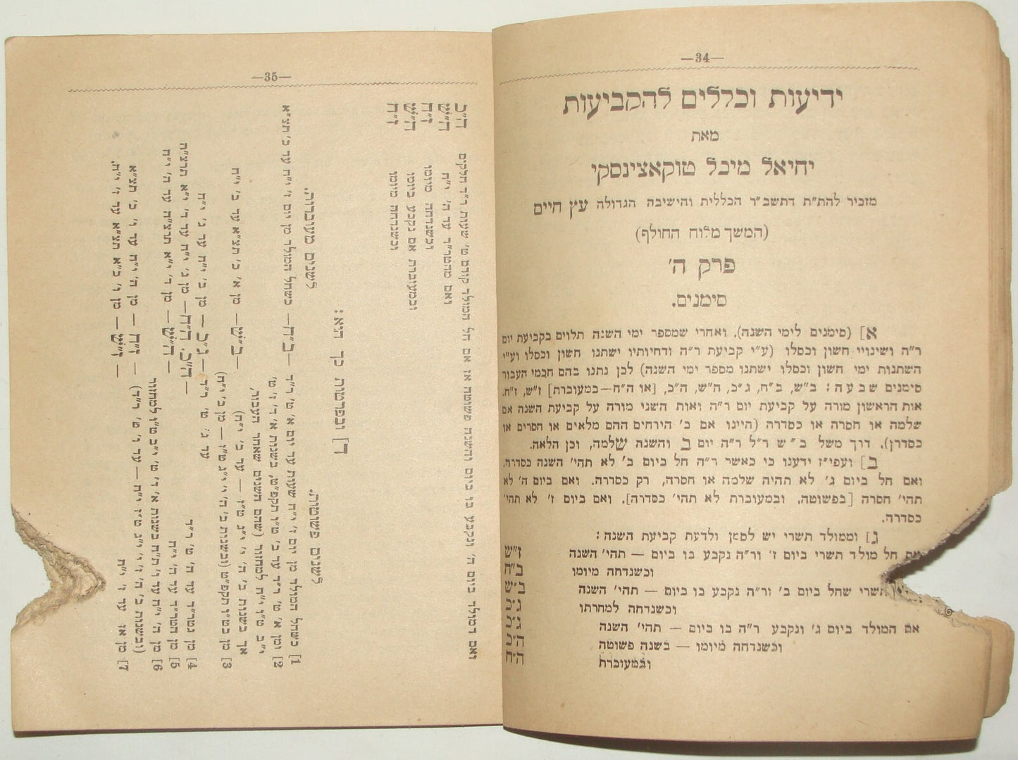 Book Jewish Judaica 1908 Palestine Israel Jerusalem Etz Chaim Rabbi Year Hebrew
