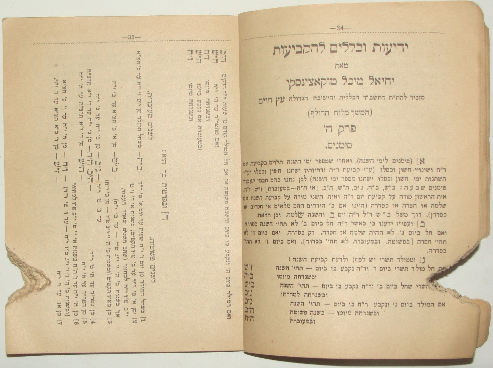 Book Jewish Judaica 1908 Palestine Israel Jerusalem Etz Chaim Rabbi Year Hebrew