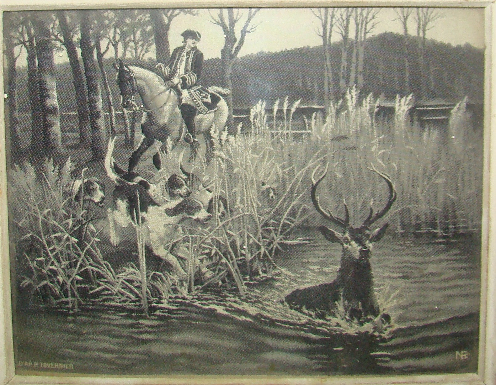 Antique French Stevengraph Reproduction of Original Paul Tavernier Painting 