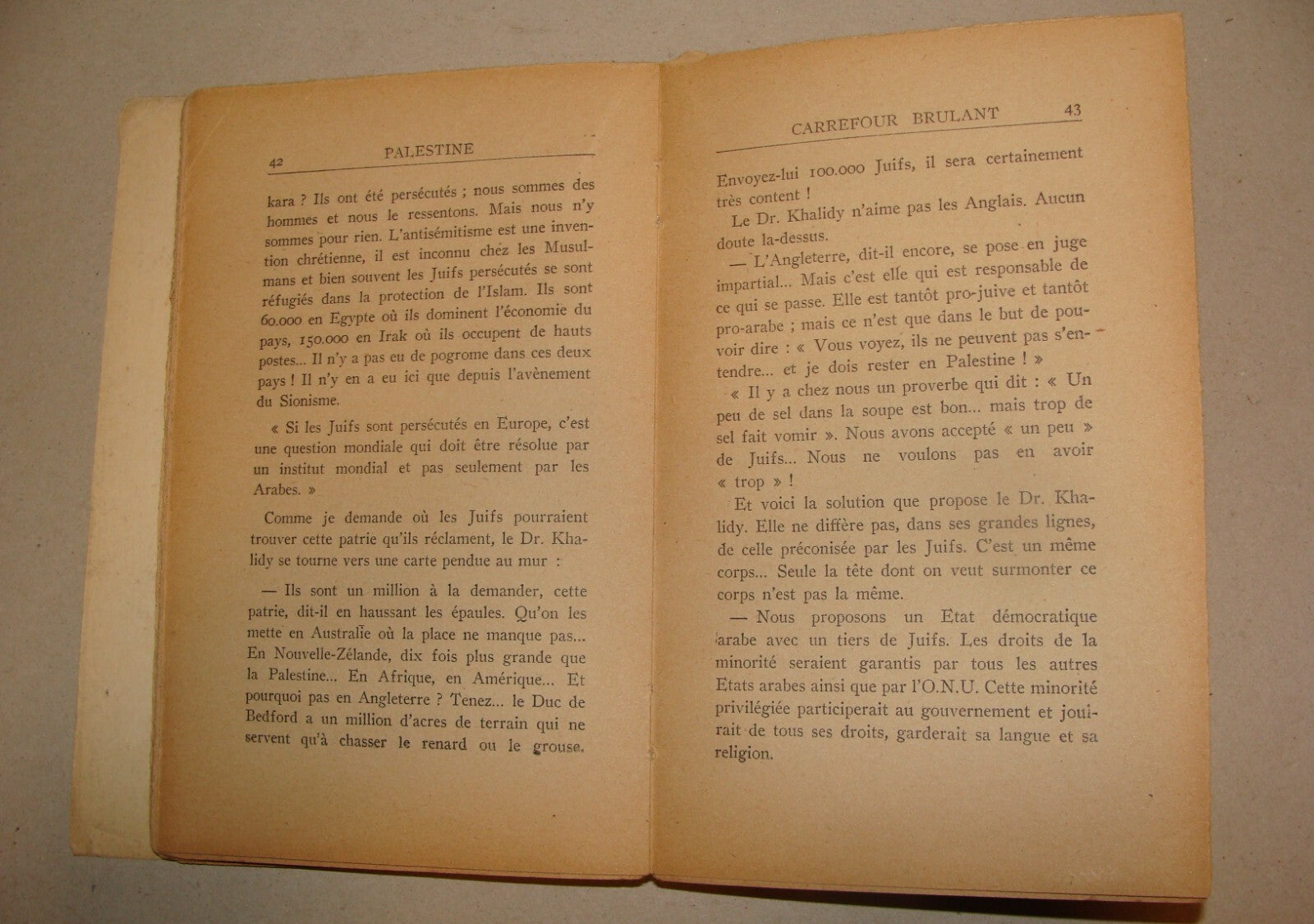 1947 PALESTINE CARREFOUR BRULANT Book French Israel Map Marcel Picard