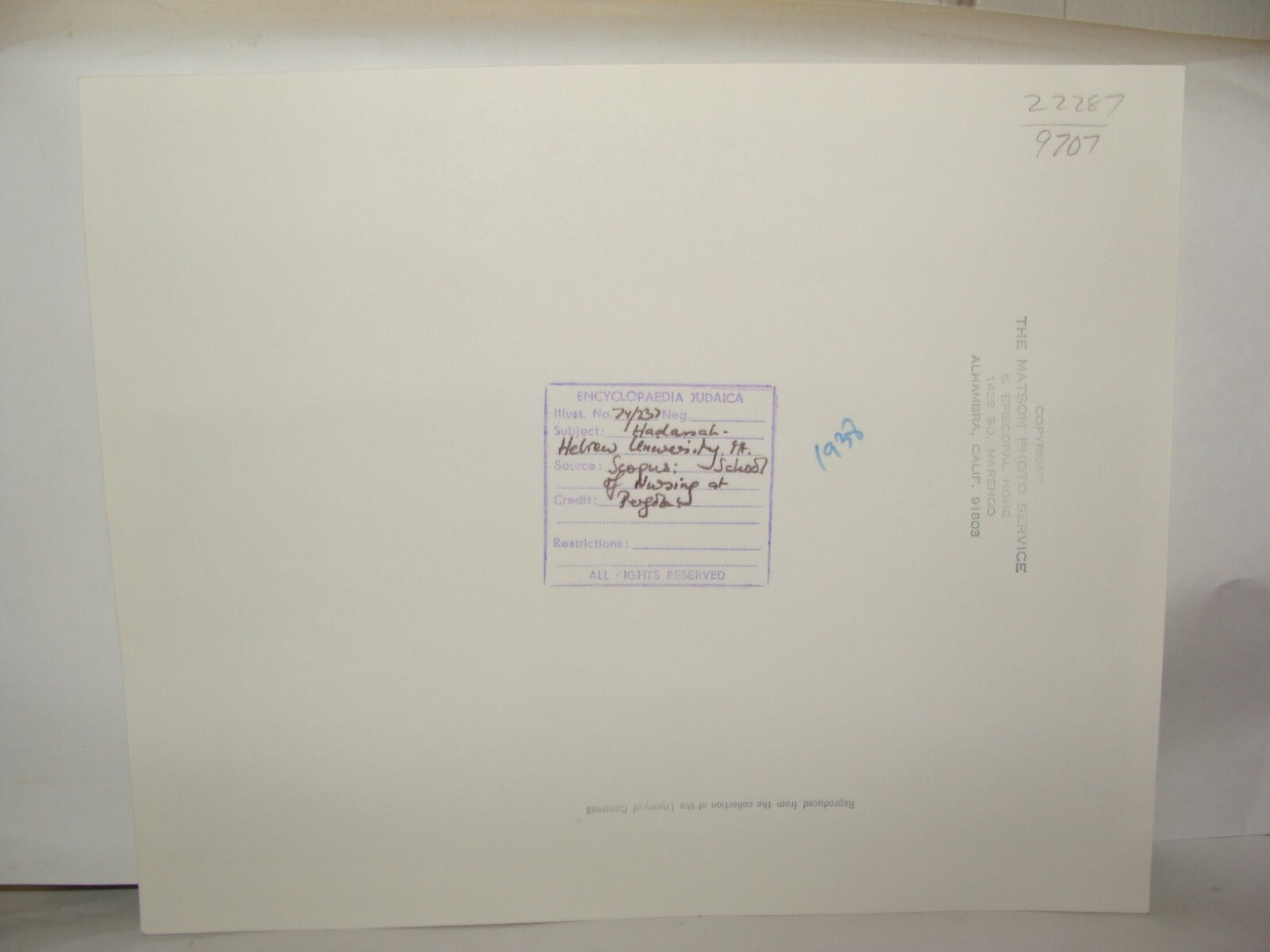 Photo Print Palestine Ad , 1938 Israel Jerusalem Hadassah Hebrew University