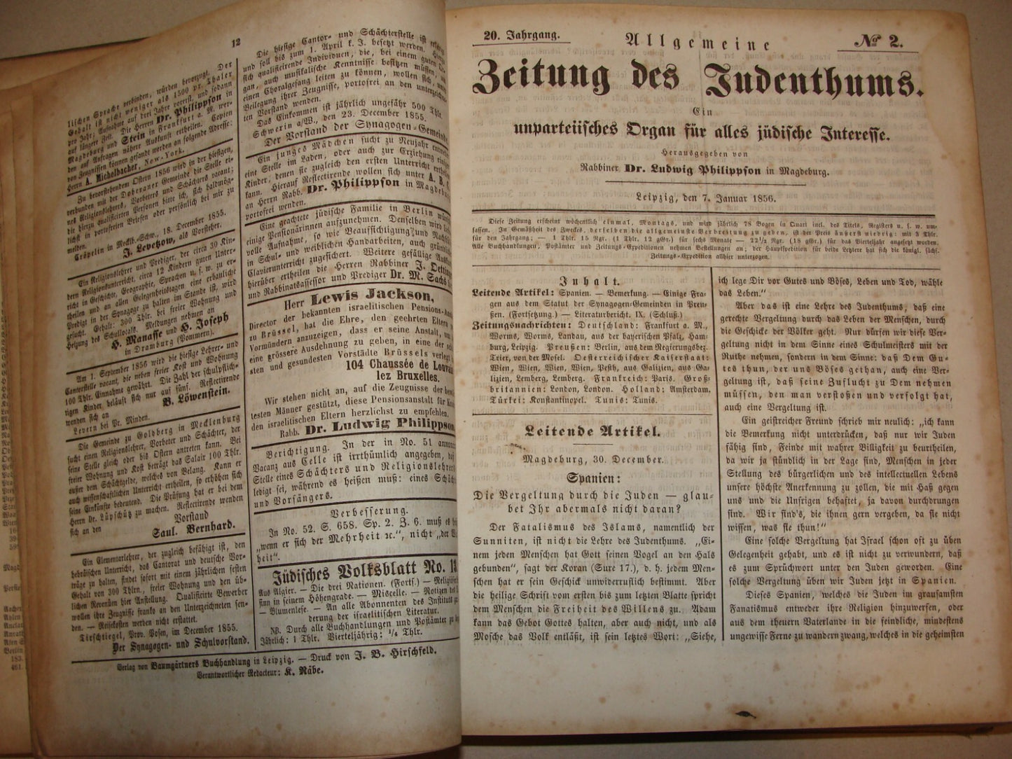 Germany Newspaper Jewish Book Judaica German Leipzig COMPLETE YEAR X52 ISSUES