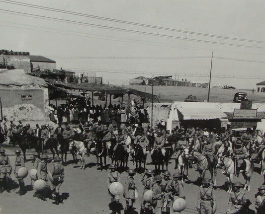 Photo Print Palestine Stamp , 1933 Israel Jaffa Arab Demonstration Police Shop