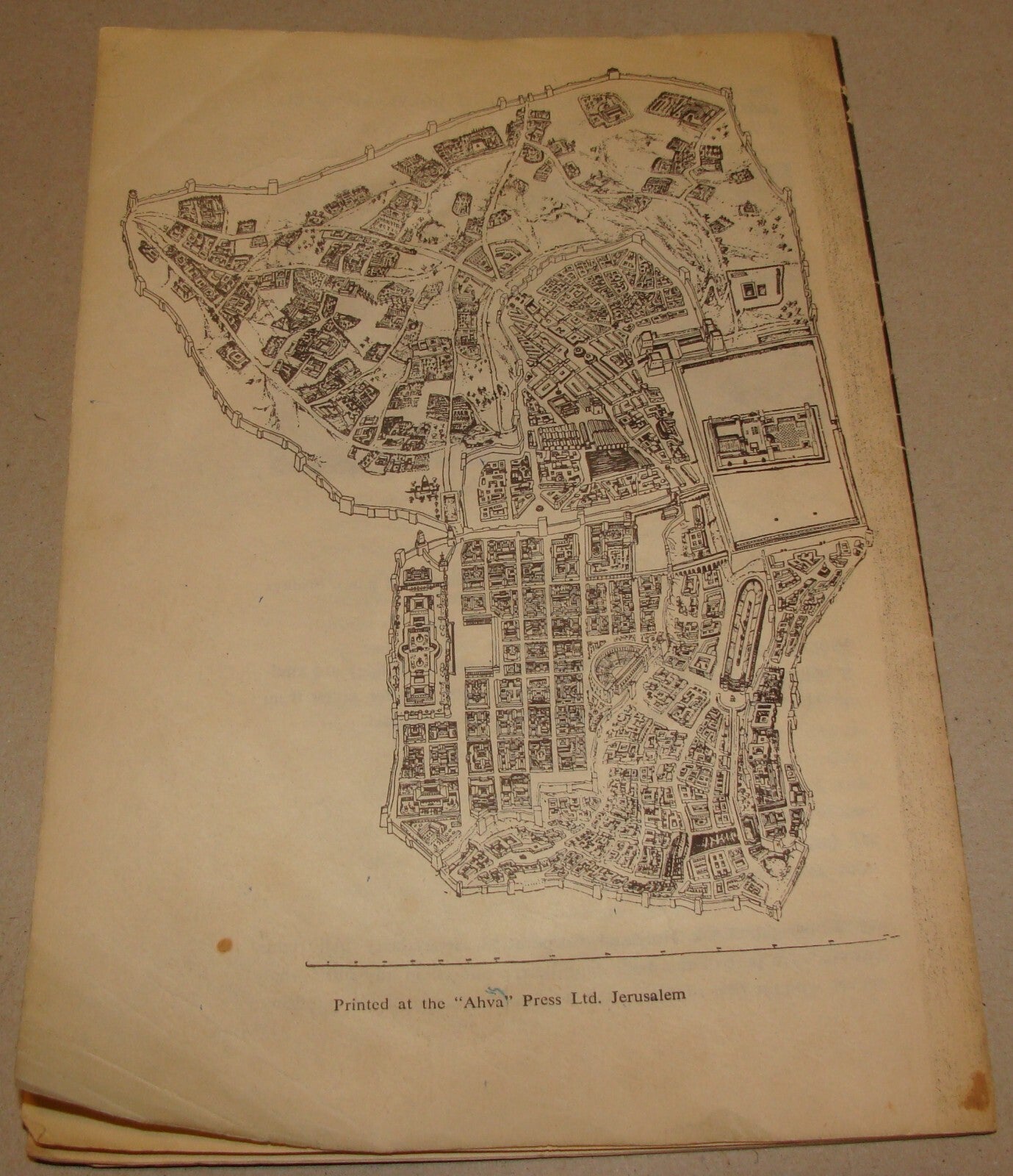 Map Jewish Judaica 1960s Israel Israeli ANCIENT JERUSALEM Guide English Photo