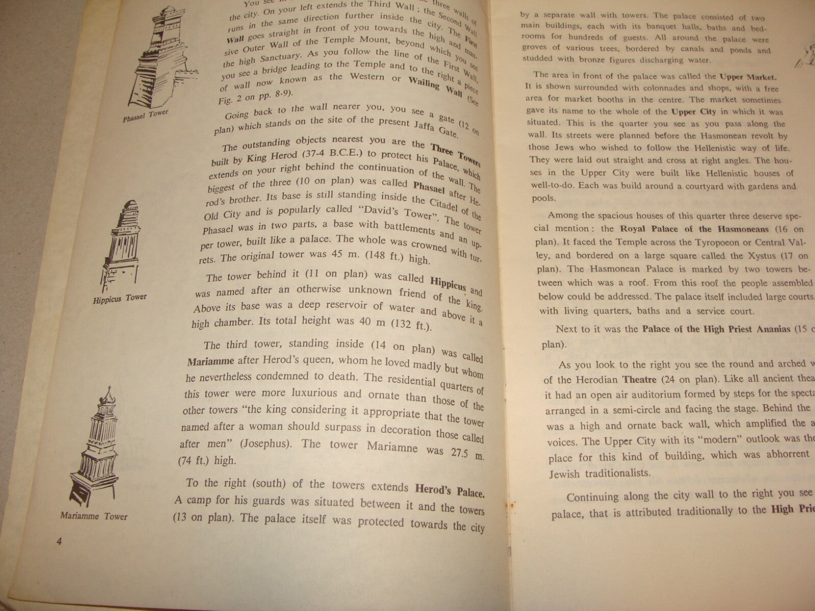 Jewish Judaica 1960s Israel Israeli ANCIENT JERUSALEM Guide English Photo Map
