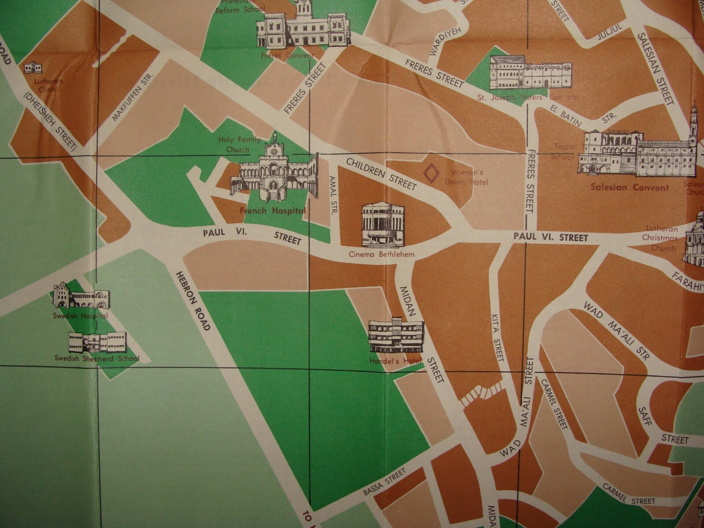 Map Palestine Vintage Israel West Bank BETHLEHEM Pictorial Brochure Guide