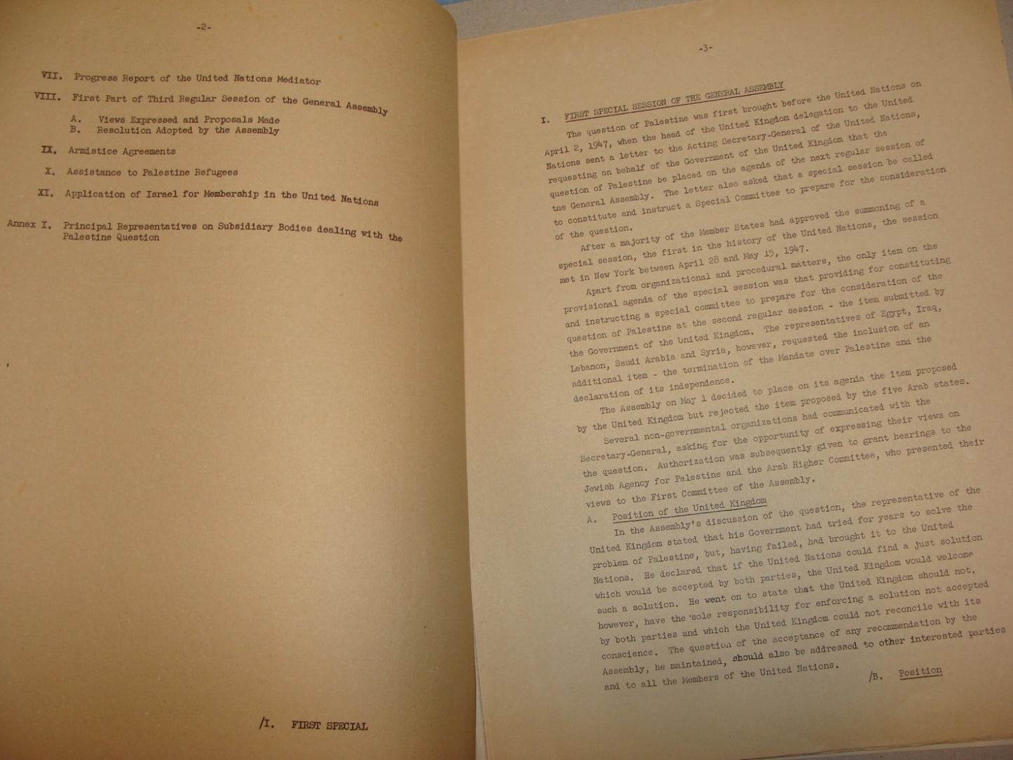 Report Palestine 1949 United Nations General Assembly Israel Jewish Arab War