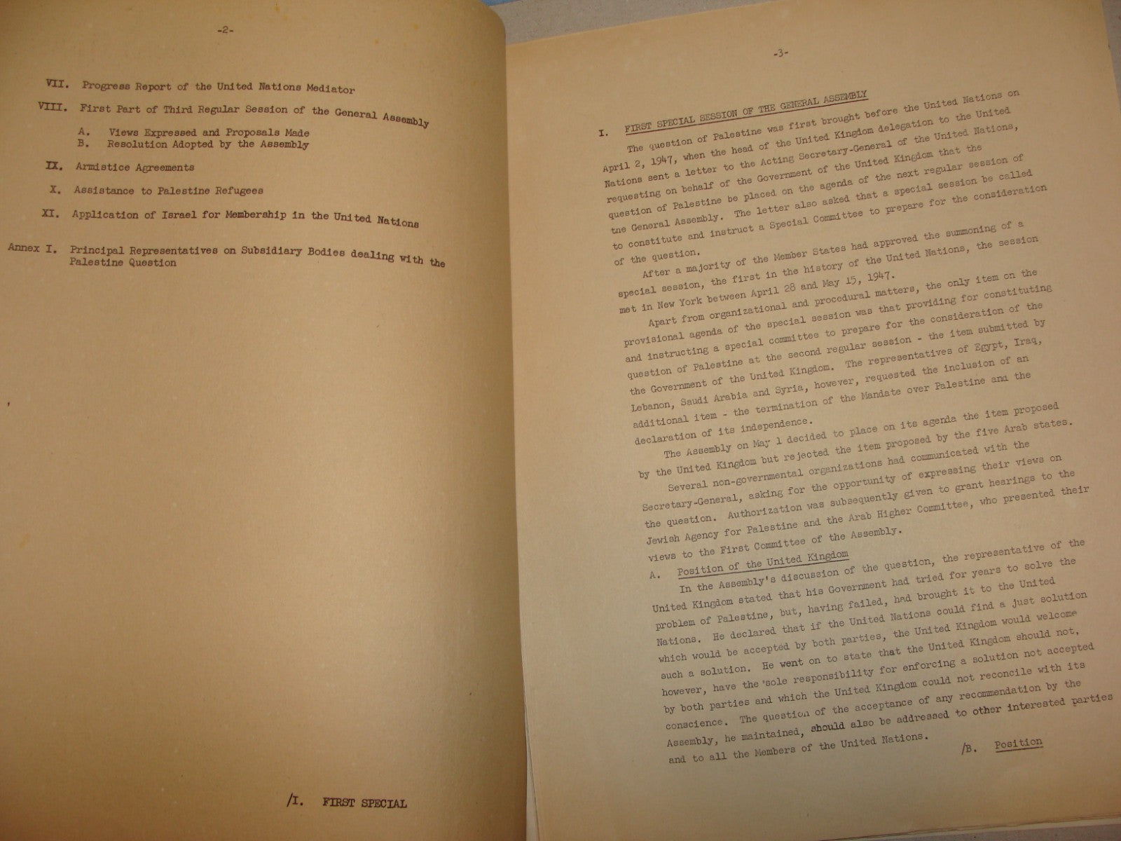 Report Palestine 1949 United Nations General Assembly Israel Jewish Arab War