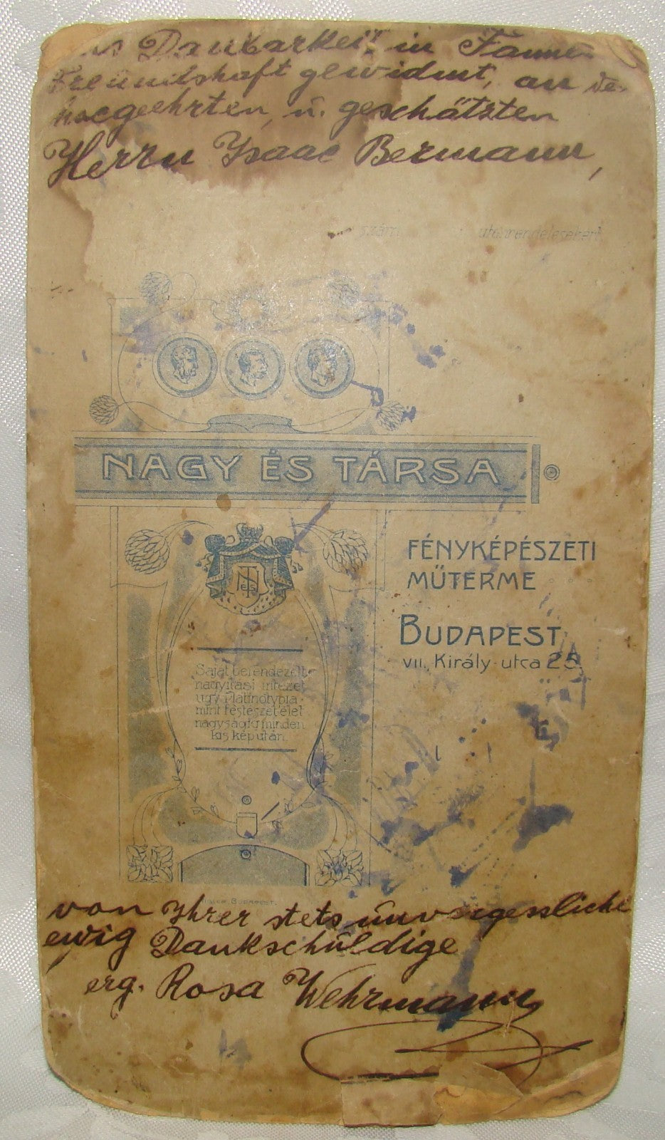 Photo Jewish Judaica Antique Hungary Budapest CDV Cabinet Writing