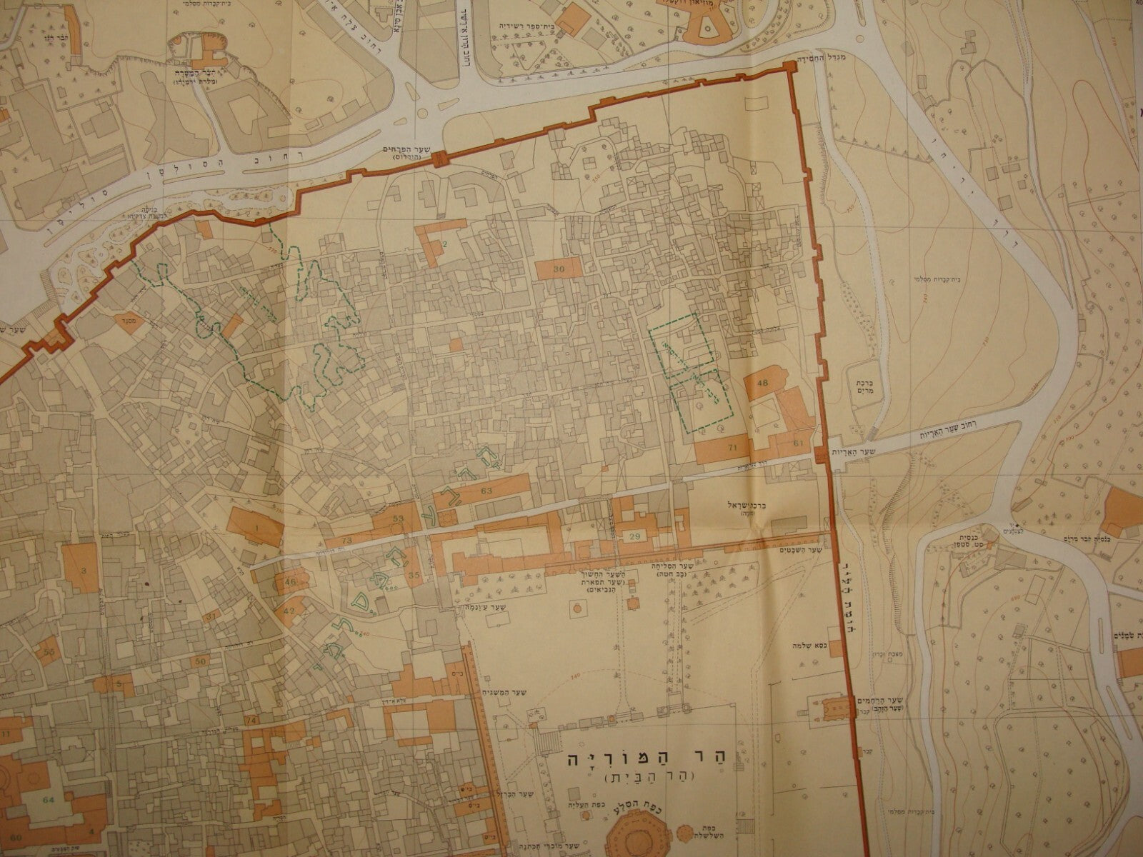 Map Jewish Judaica 1970 Israel JERUSALEM Old City F. J. Salmon