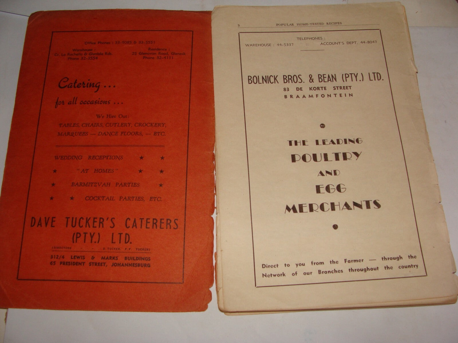 Book Jewish Judaica 1948 POPULAR HOME TESTED RECIPES South Africa Ladies Zionist