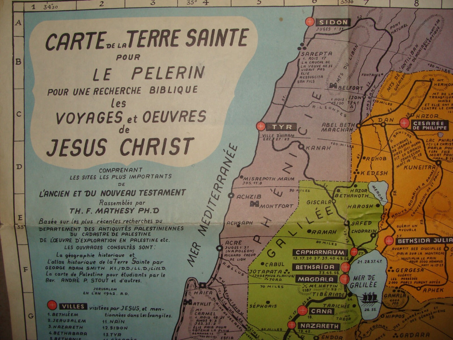 Map Palestine 1942 Israel Holy Land Pilgrim Jesus Christ Journey Bible Biblical
