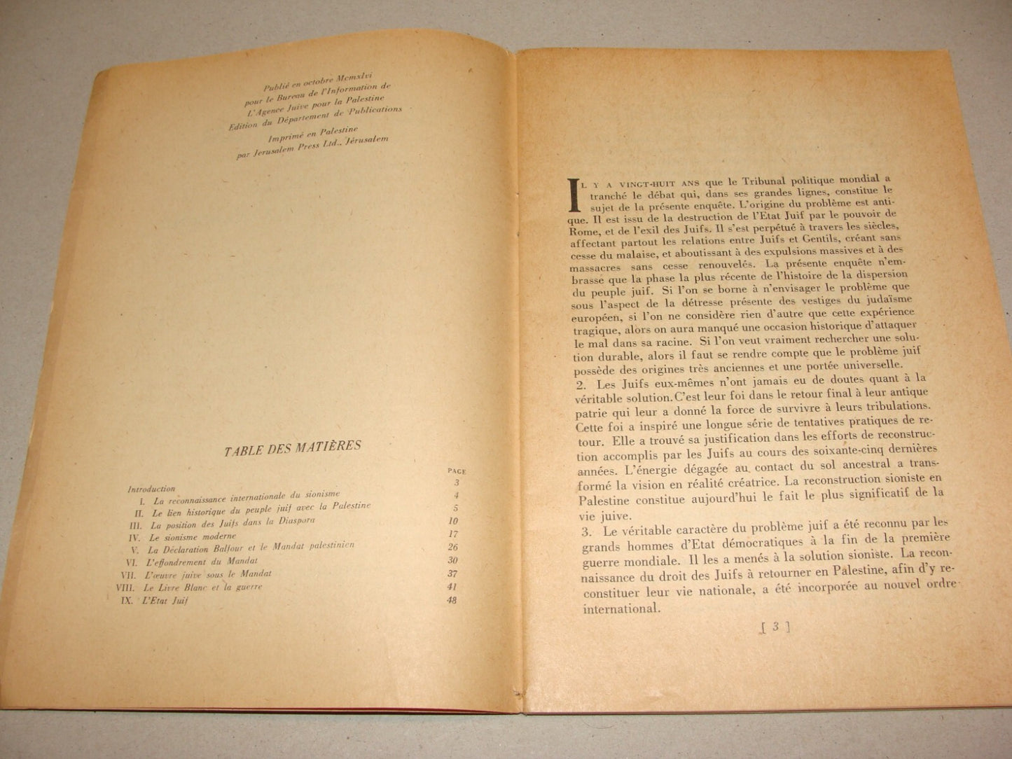 $ 1946 Palestine Israel Jewish Agency Memorandum to the British Government