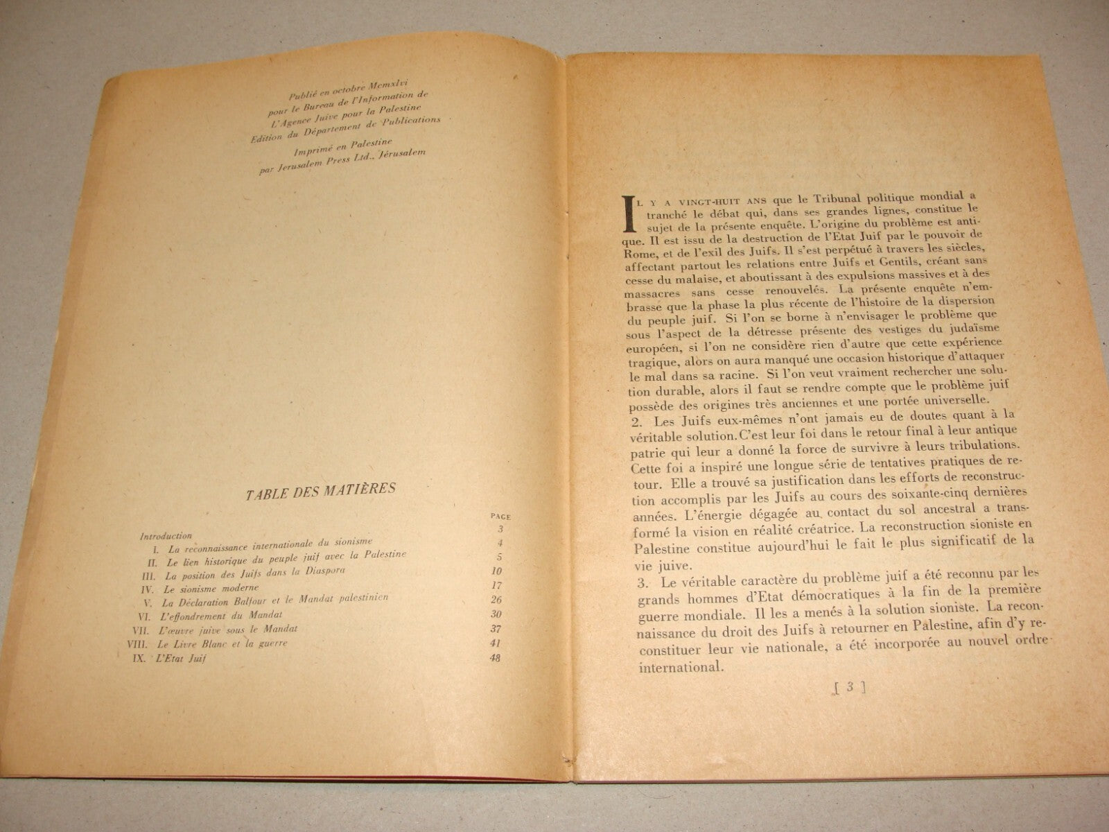 $ 1946 Palestine Israel Jewish Agency Memorandum to the British Government