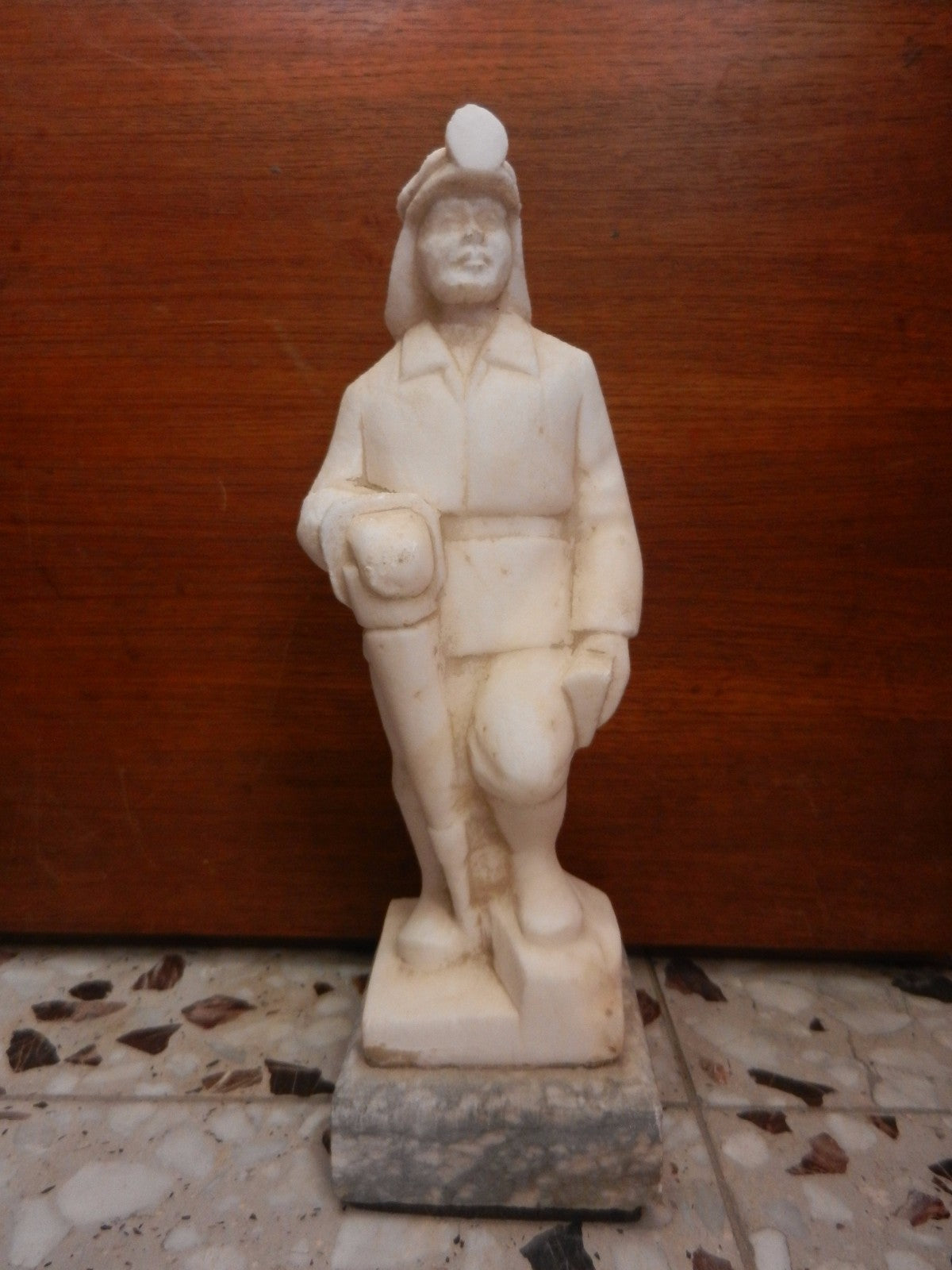 Antique stone statue figurine coal miner sculpture russia ? america ? #