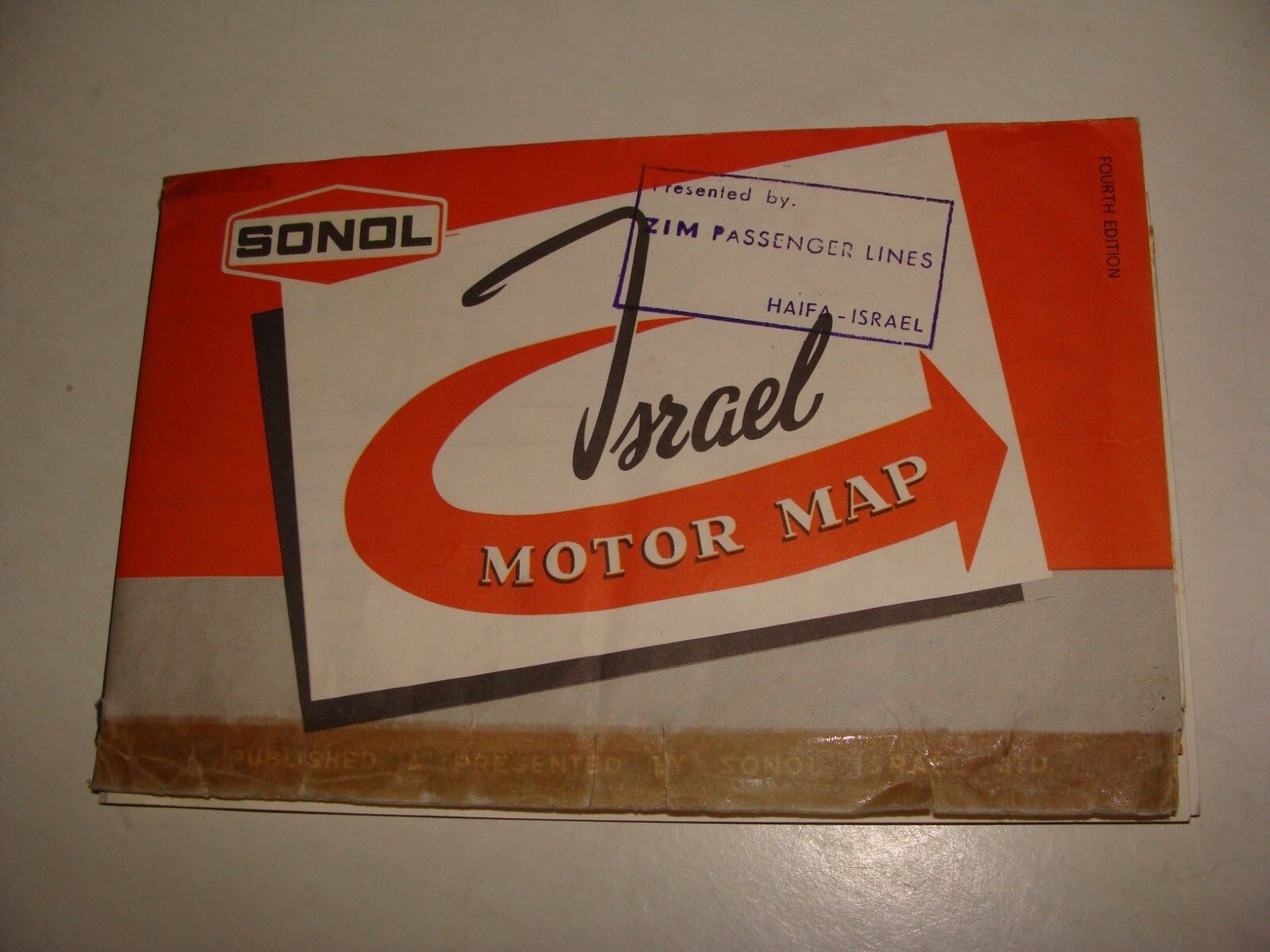 Map Israel 1962 Motor Sonol Gas Oil Petroleum Company