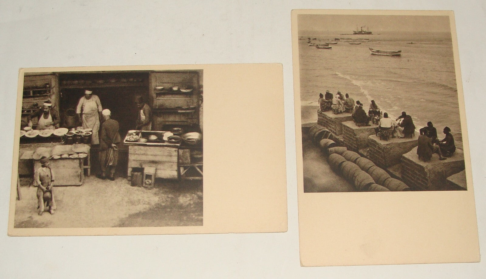 $ Photo Palestine Card 1930s Israel JAFFA Postcard x2 Arab Coffee Restaurant