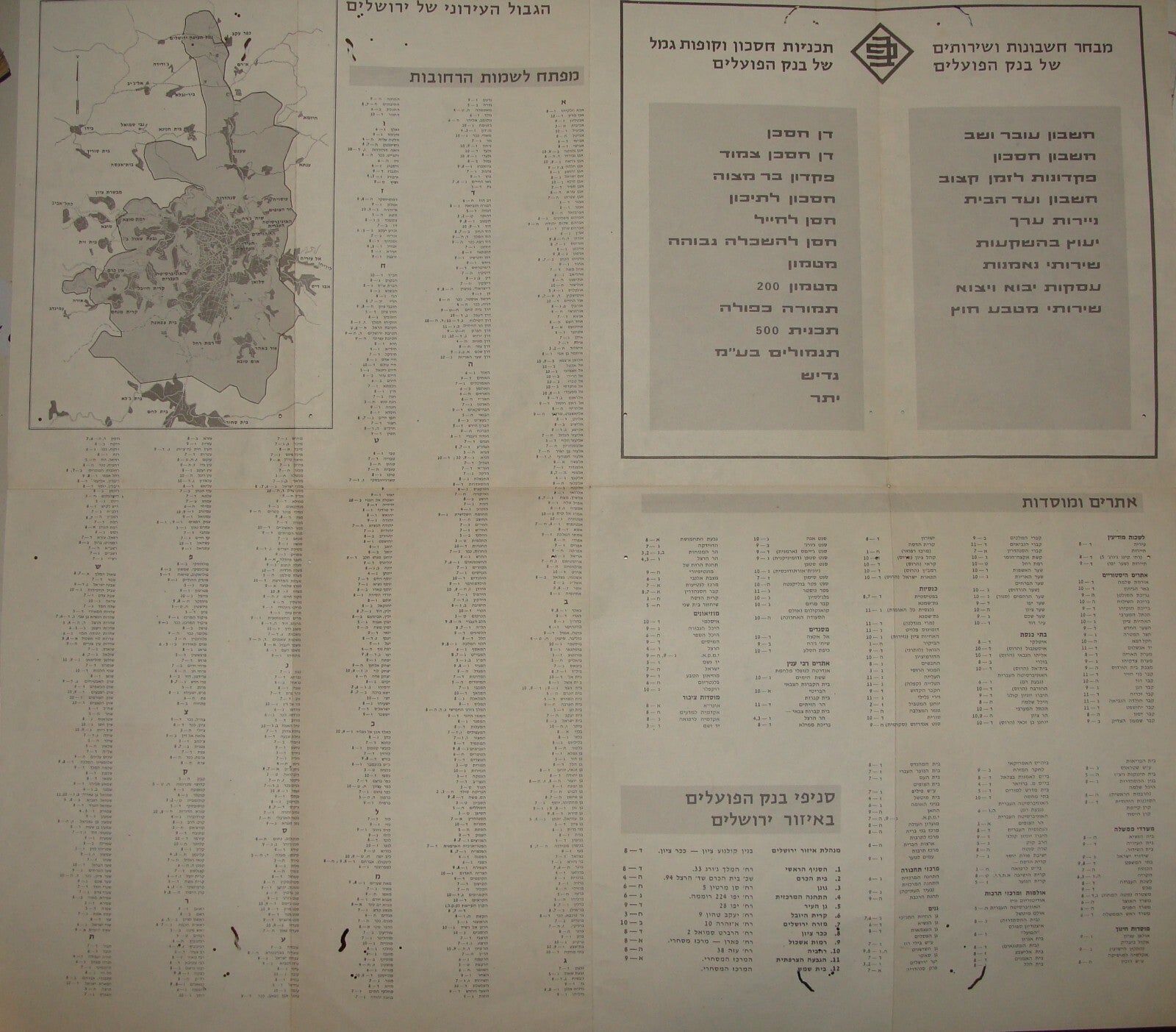 Jewish Judaica Israel JERUSALEM 1972 Map Post Six Day War Hebrew