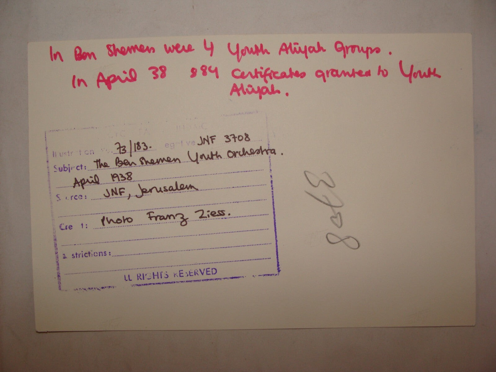 Photo Print, 1938 Palestine Israel BEN SHEMEN Youth Zionist Jewish Judaica