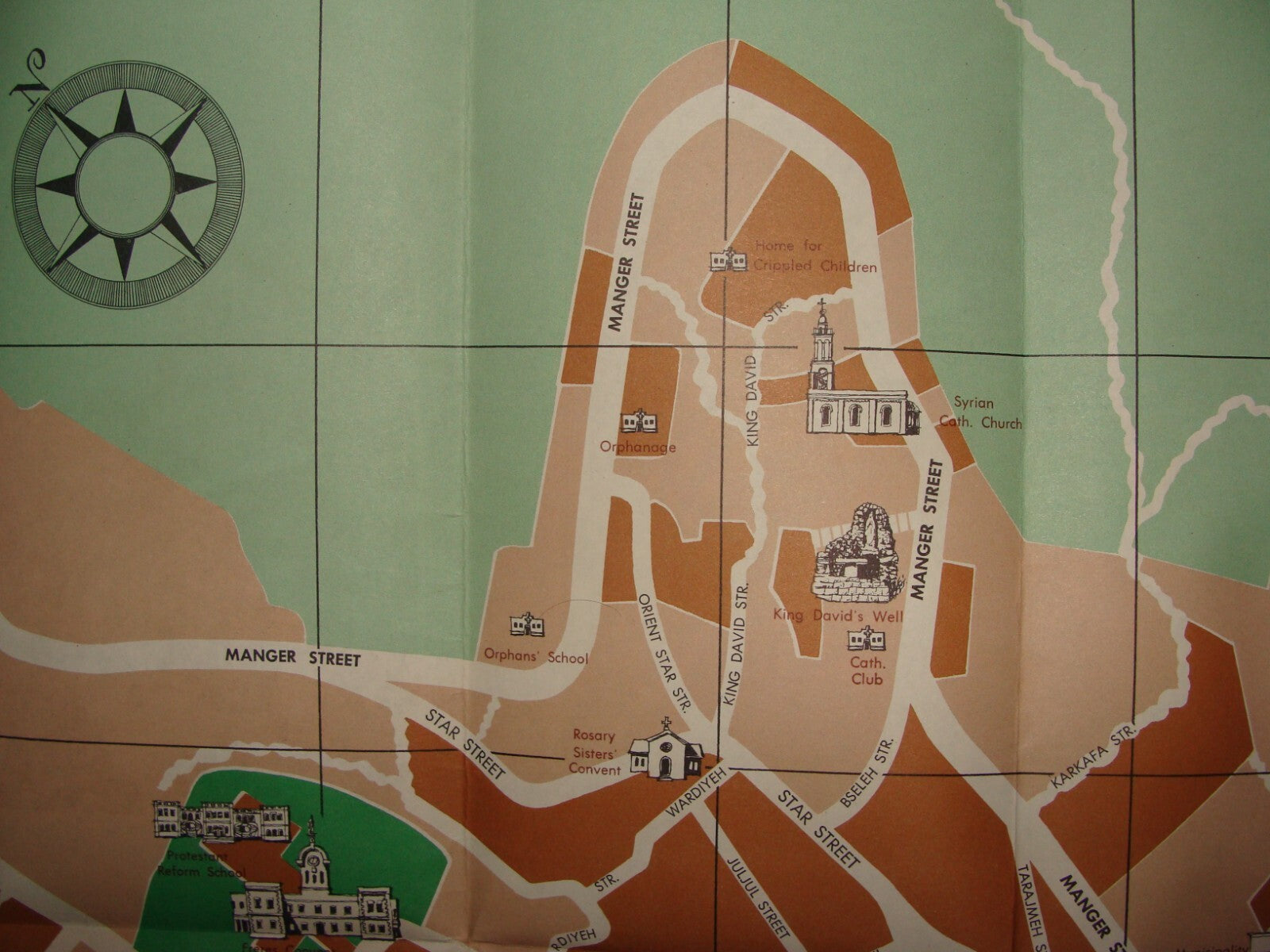 Map Palestine Vintage Israel West Bank BETHLEHEM Pictorial Brochure Guide