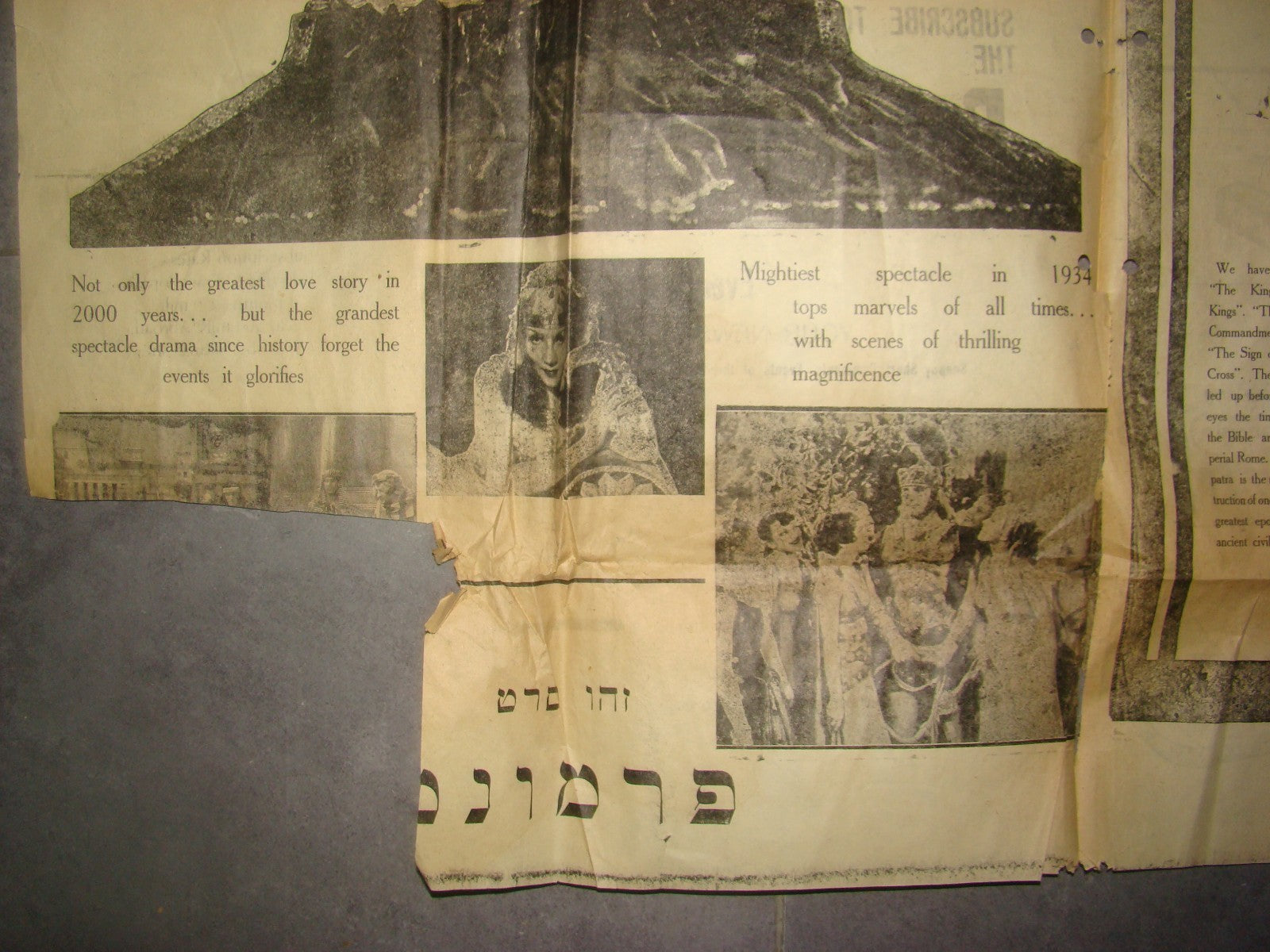 Ad Palestine 1935 Cleopatra Cecil B. DeMille Movie Film Poster RARE Hebrew