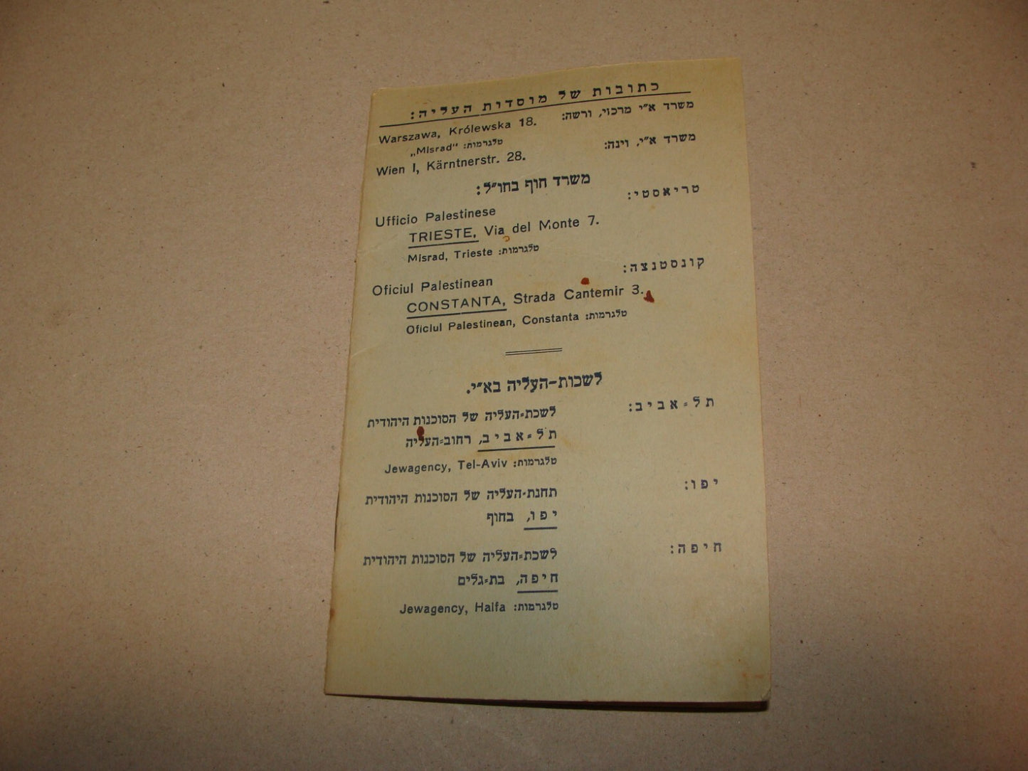 1937 Jewish Agency Poland Immigrant Certificate Palestine Israel Zionist Hebrew