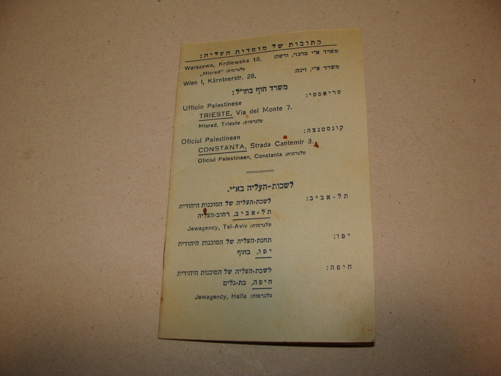 1937 Jewish Agency Poland Immigrant Certificate Palestine Israel Zionist Hebrew