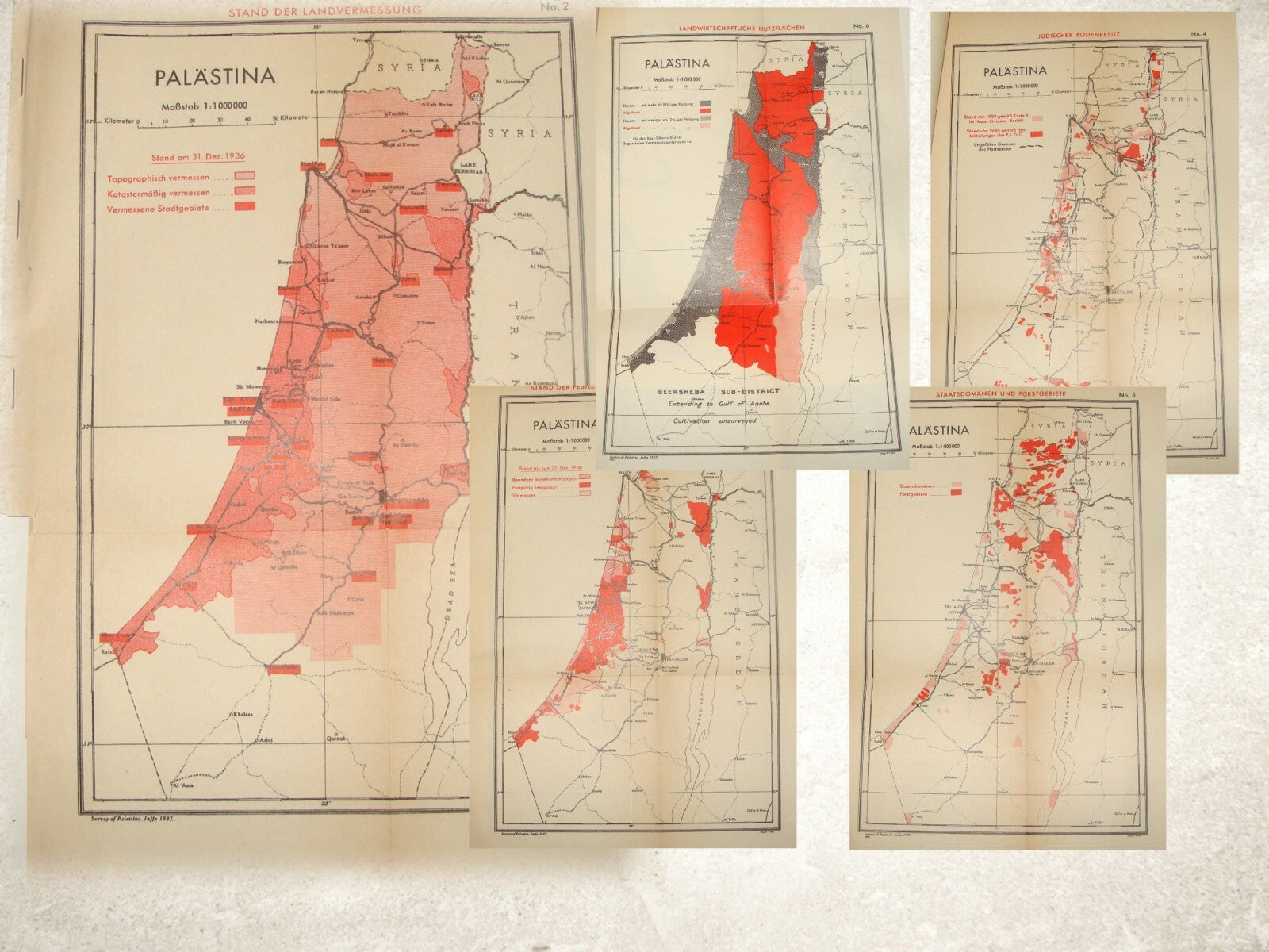 1936 1937 British Palestine Israel Jewish Arab State Peel Partition Plan Map x7 