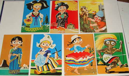 Card Jewish Vintage Israel Israeli Hebrew Postcard Rolling Eyes Around The World