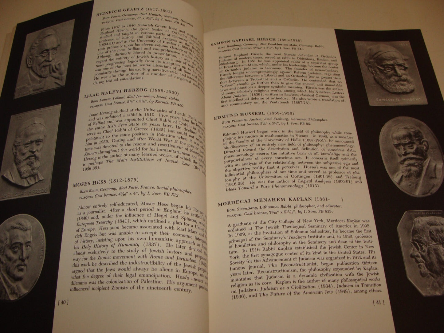 Book Jewish Judaica Great Portraits in Metal Cecil Roth 1963 Art Plaque Medal