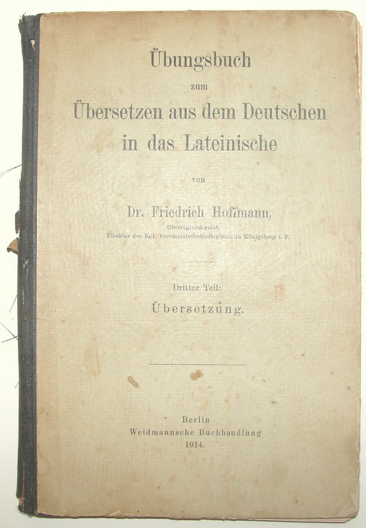 Germany Antique 1914 German   Latin Roman Language Hoffmann Book Ugungsbuch