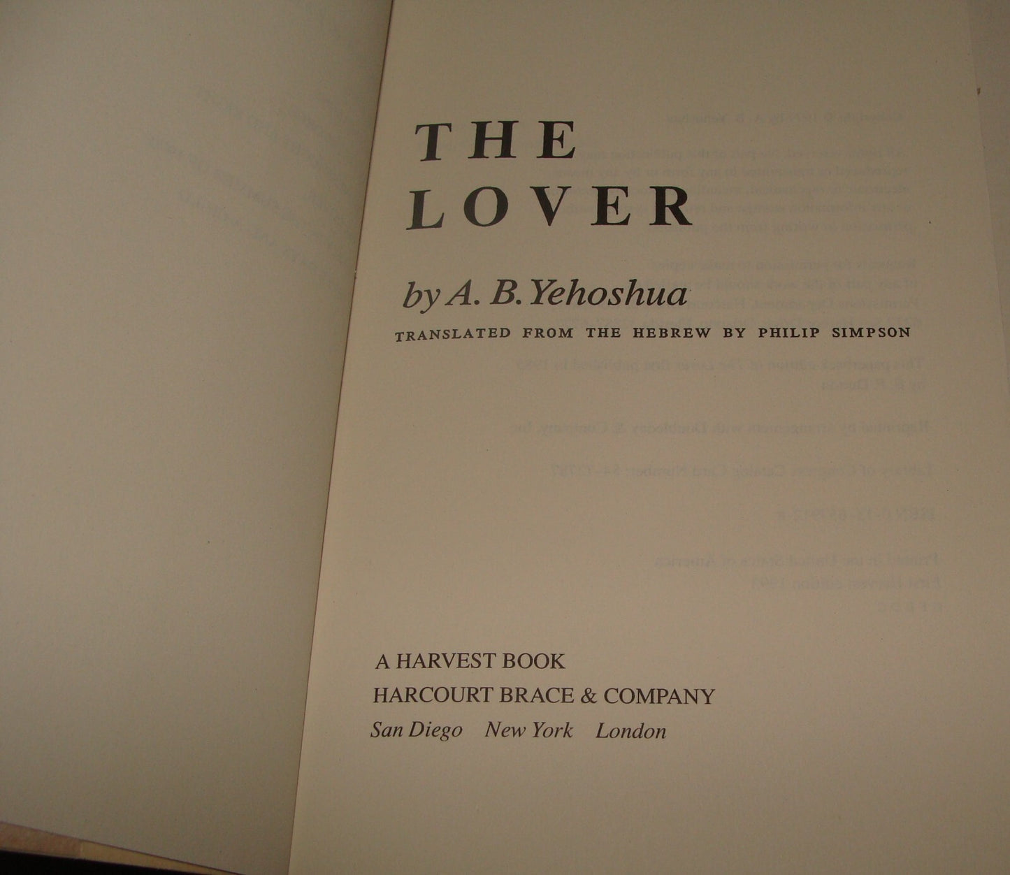 Book Jewish Judaica Israel Israeli Author Abraham B Yehoshua Signed Signature