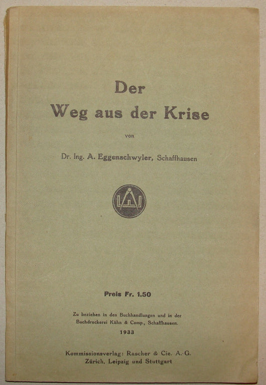 1933 Switzerland German Book Work Labor Economical Crisis History Industry