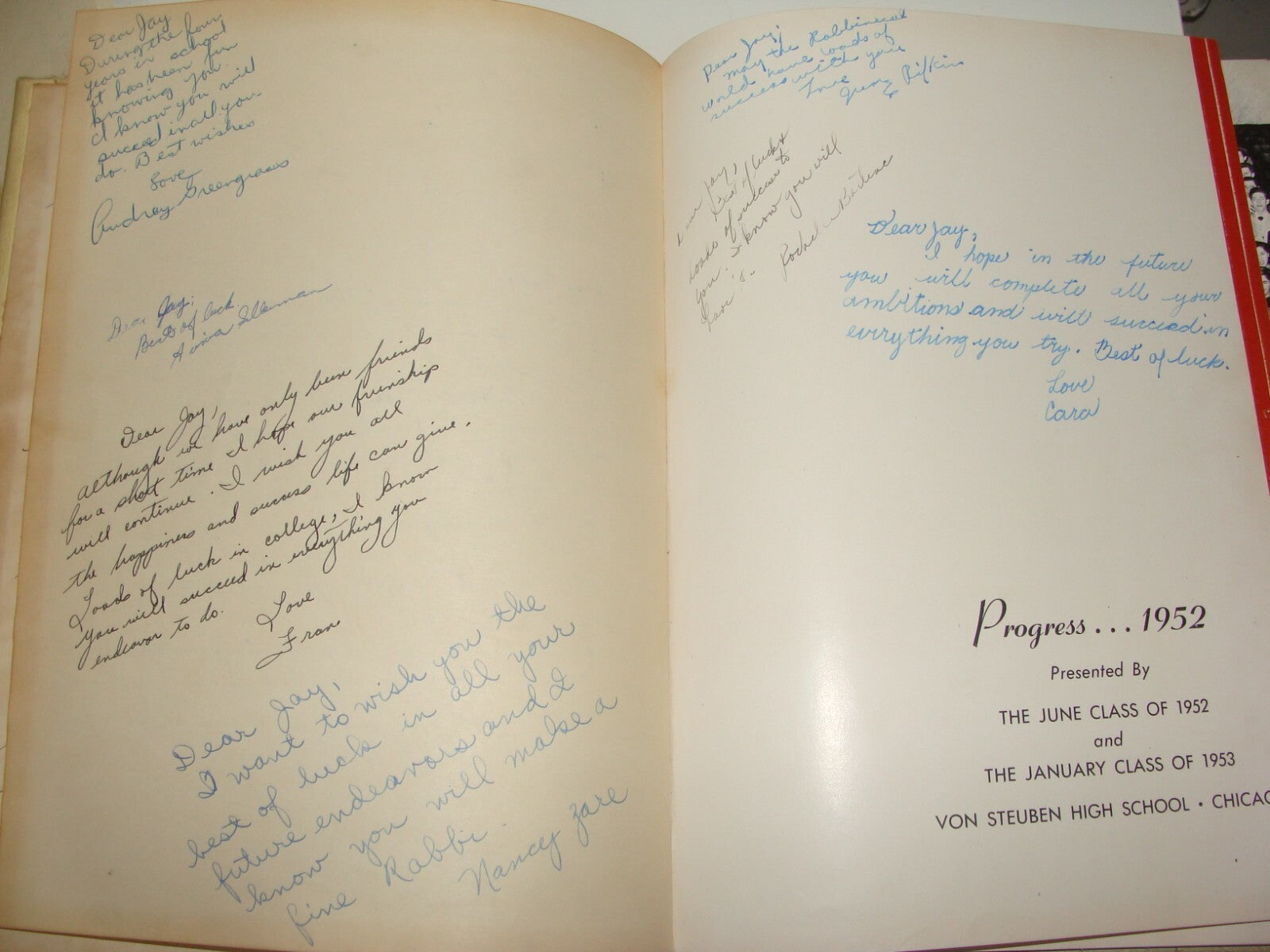 Jewish Judaica 1953 Progress Von Steuben High School Chicago Yearbook Hebrew