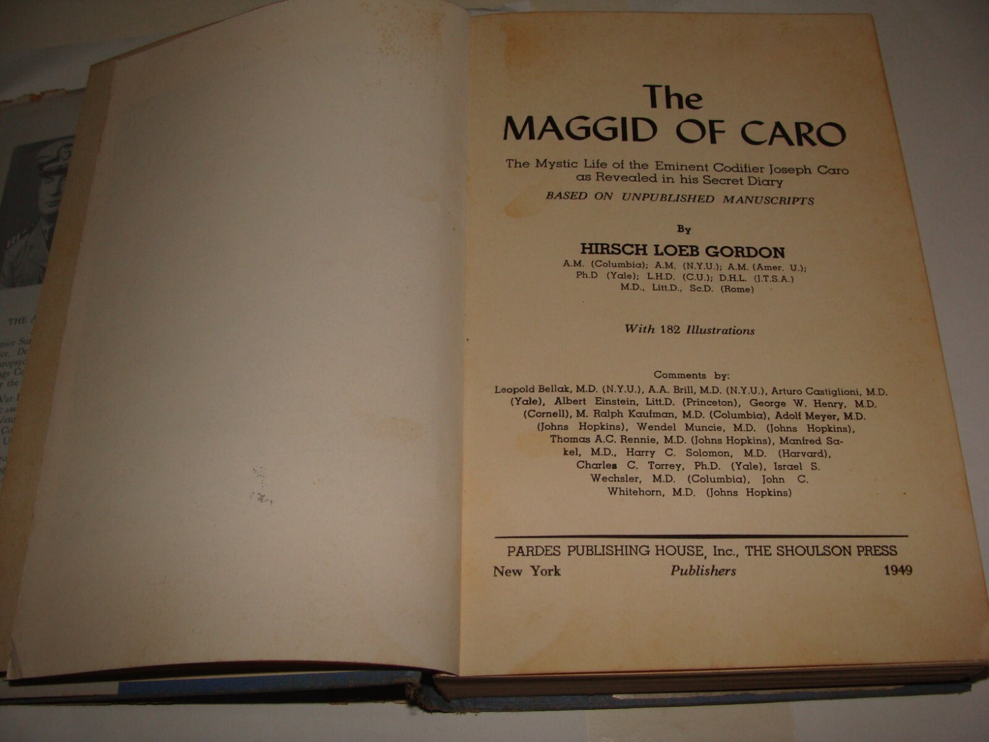 Book Jewish Judaica 1949 Rabbi JOSEPH CARO MAGGID Kabbalah By HIRSCH LEIB GORDON