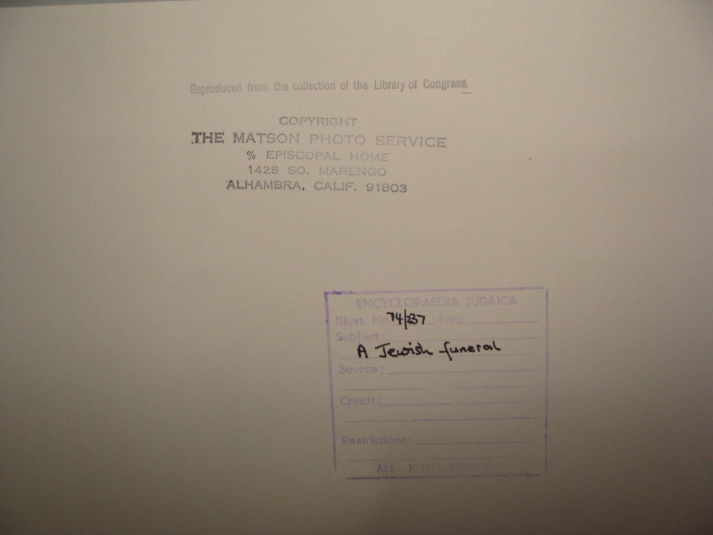 Photo Print, Ottoman Pre 1917 Palestine Israel Jerusalem Jewish Funeral MATSON