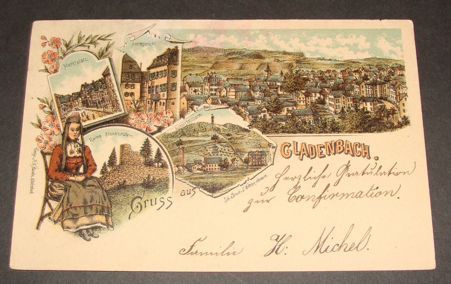 Germany 1897 German Gruss Aus Gladenbach Postcard