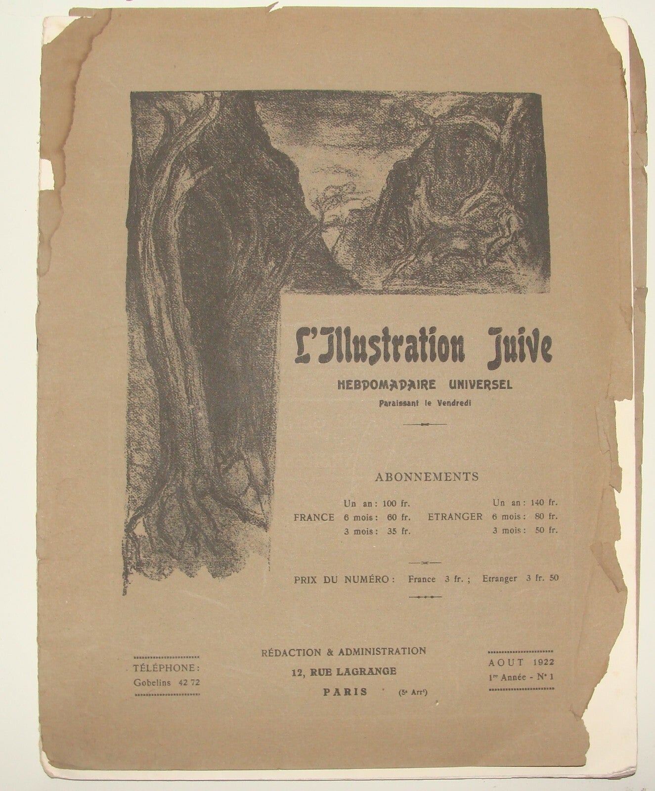 Journal Palestine Jewish Judaica 1922 L'illustration Juive French France Zionist