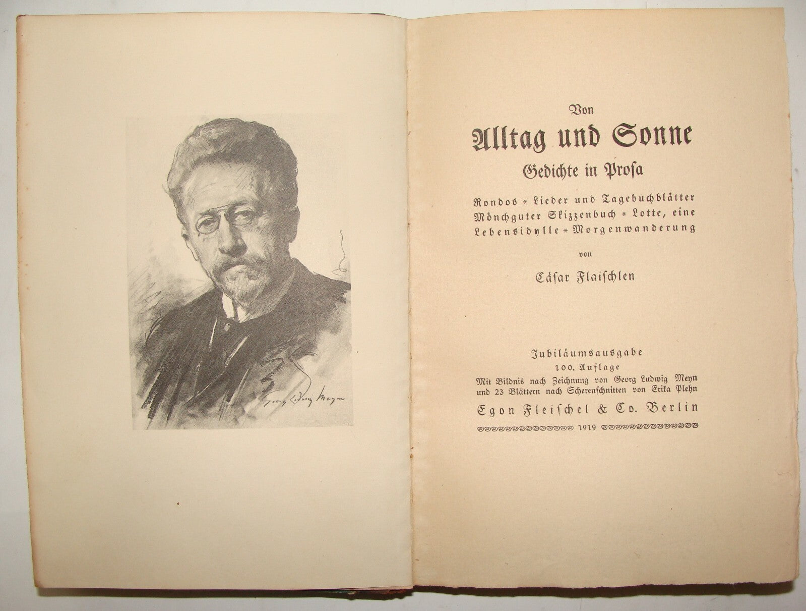 Germany 1919 Von Alltag und Sonne Flaischlen Casar Signed German   Poetry Book