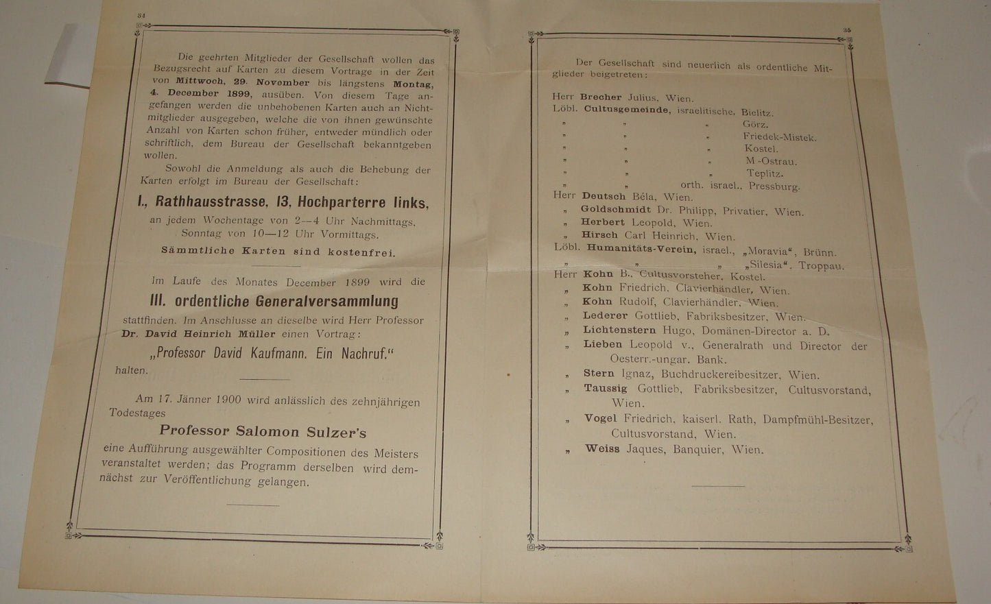 RARE Jewish Judaica Antique German Austria Vienna Art History Association 1899