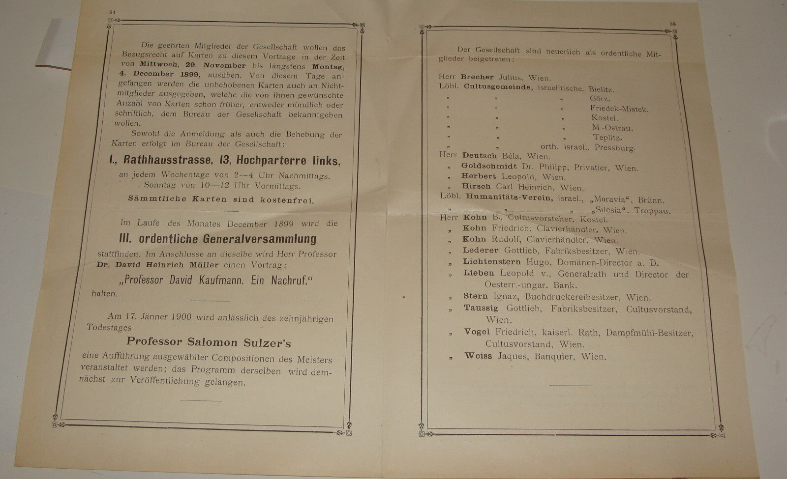 RARE Jewish Judaica Antique German Austria Vienna Art History Association 1899